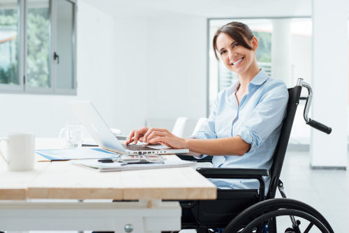 woman working disability wheelchair